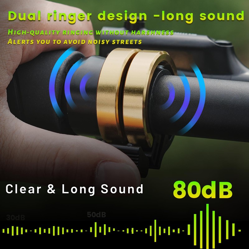 E-Mangue Bicycle Bell, Aluminium Alloy Mini Bicycle Bell, 80 dB,
