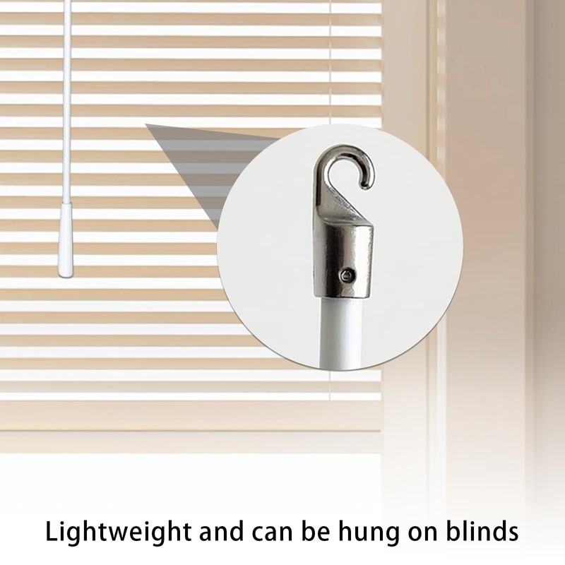 4 Pack Blind Wand with Metal Hook, 12 Inch White