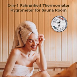 Sauna Thermometer Gauge, 2-in-1 Fahrenheit Thermometer Hygrometer for Sauna Room, Indoor Humidity Temperature Monitor Gauge Sauna Accessories