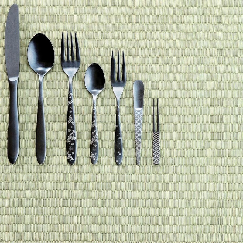 Todai Stainless Steel Seek Dessert Fork, Black Oxidized Rose, Made