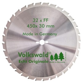 Volkswald ® HM Saw Blade FF 450 x 30 mm Z = 32 Nail-Proof Circular Saw Blade for Table Saw Rocker Saw Firewood Saw for Construction Wood Firewood Shellwood Shell Board Gas Concrete Stone Fibreboard