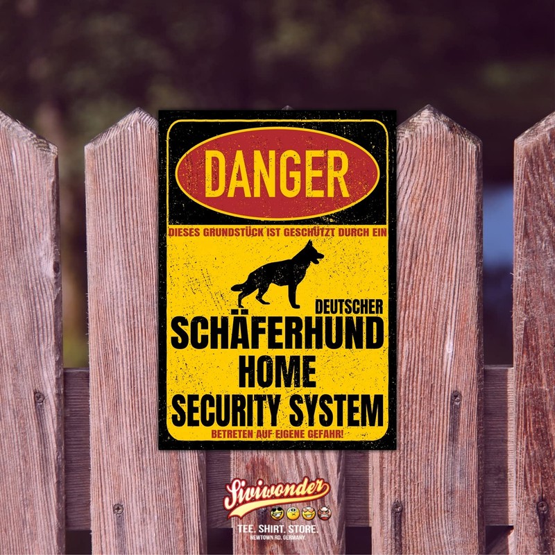 German Shepherd Dog Sign Danger Security System Door Sign Dog