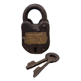 Prison Lock Padlock Antique-Finish w/Keys Hospital New York Insane Asylum