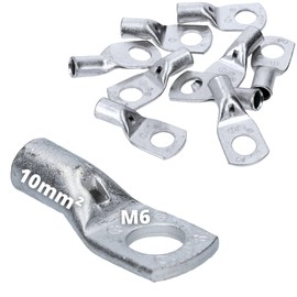 Pack of 10 CEMBRE A2 M6 Tubular Cable Lug 10 mm² M6 Uninsulated Copper Tin-plated