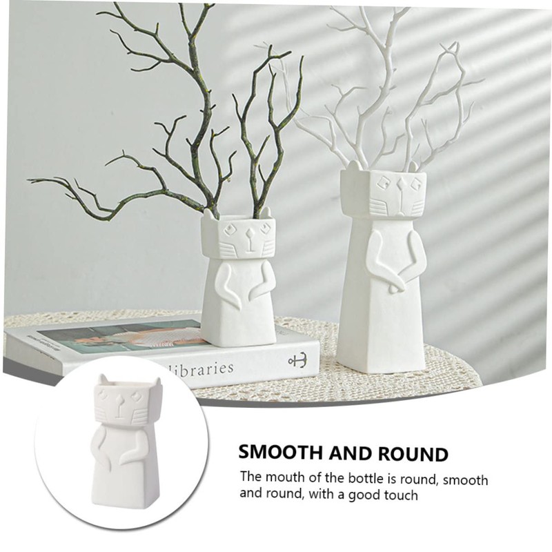 Ipetboom 1PC Adorable Ceramic Cat Vase Decor European Style Household