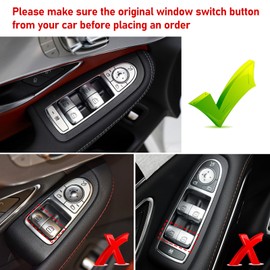 TTCR-II Interior Window Glass Lift Switch Button for Mercedes C Class W205 2015-2021 GLC Class 2016-2022, 1 Pc Rear Left Window Control Power Push Button Cover