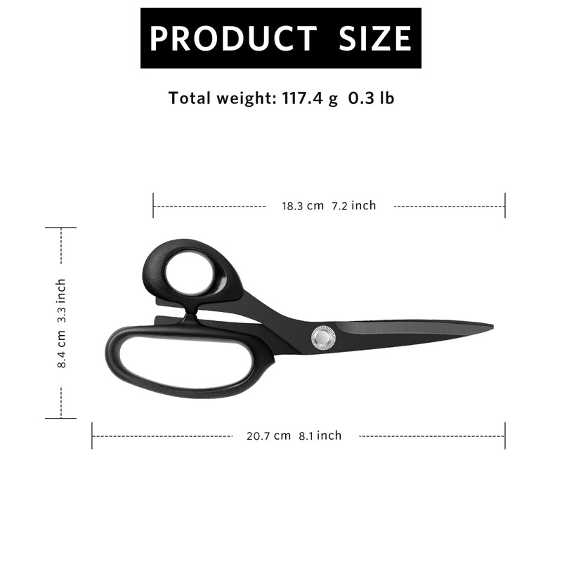 KUONIIY Left-Handed Sewing Scissors for Cutting Leather, Dressmaking Scissors with