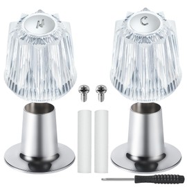 UCDETD 2 Piece Shower Knob Replacement and Flange Base, Clear Acrylic Plastic Hot and Cold Shower Knob Compatible with Price Pfister Contessa and Windsor Bathtub Shower Faucet Handle