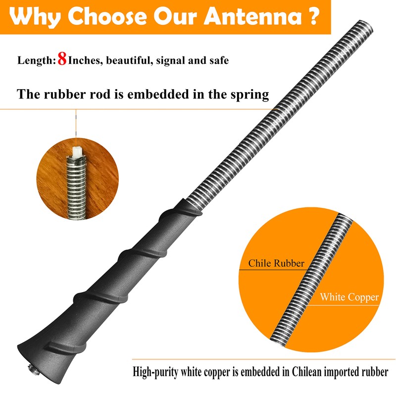8 Inch Antenna for Jeep Cherokee (2014-2022), Jeep Grand Cherokee