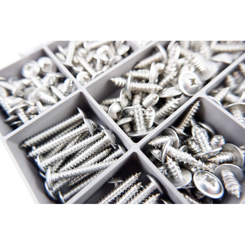 Box of 320 Assorted Flange Pozi Pan Self Tapping Screws.