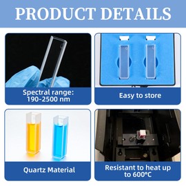 Ceenna 2 PCS UV Quartz Cuvettes for Spectrometer Standard Quartz Cells - 3.5 ml Cuvettes with Non-Sealing PTFE Cover and 2 Optical Windows, Spectral Range 190-2500 nm, Pathlength 10 mm