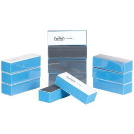 ForPro Professional Collection Miracle Buff & Shine - Grey 400/White 4000 Grit- Twelve (12) Double Sided Manicure & Pedicure Buffers - 1” H x 1.375” W x 3.75” L