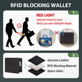 Premium Mens Leather Wallet with 1 ID Windows by Vonxury,RFID Leather Wallet
