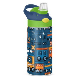 Train Insulated Stainless Steel Water Bottle for Kids Toddlers Steel Cup with Straw & Handle Toddler Cups for School Boys Girls Office Travel Sports Gym