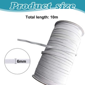 White Flat Elastic 6mm x 10m - Quarter Inch Elastic Band for Sewing, DIY Crafts, and Face Masks