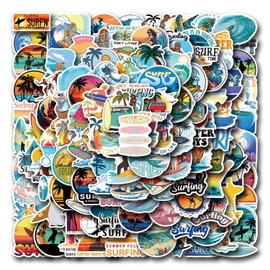 Surf & Wave Stickers 100 Pack Laptop Stickers,Ocean Vinyl Waterproof Stickers for Water Bottles Skateboard Scrapbook Bike Computer,Phone,-Graffiti Stickers Pack for Teens Girls Kids