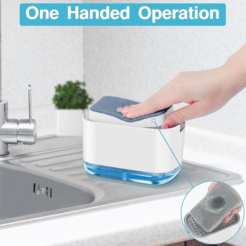Alyvisun, Soap Dispenser Kitchen, Dish Soap Dispenser with Sponge Holder,