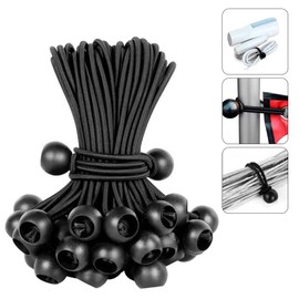Hodzeed Ball Bungee Cords, 23CM/9IN Black Tie Down Cords for Tarp, Canopy Shelter, Wall Pipe, UV Resistant（50PCS Bungee Cords with Balls） (50)