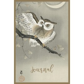 Journal: Long-Eared Owl in Ginko - Japanese Artist Ohara Koson - Illustrations of Nature - Dot Grid Notebook 6x9, 110 pages