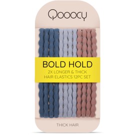 Extra Long Hair Tie for Thick and Curly Hair - Elastic Ponytail Holders for Women or Men, No Metal Bands, Long-Lasting Braids Accessories, 12 Count, Smoky