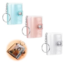TVETE Photo Album, Mini Album, Portable, [3 Pieces, 1 Inch, Pink + Blue + White] Small, Transparent, Lightweight, Promotion, Kids, Students, Couples, Gifts, Graduation Anniversary, Photo Storage, Teacher's Day, Children's Day, Christmas Gift