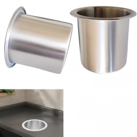 2Pcs Stainless Steel Cup Holder Insert Sofa Recliner Cup Holder Replacement Insert for Sofa, Boats, Bench, Desk, RV Cars (OD 4.1" ID 3.3")