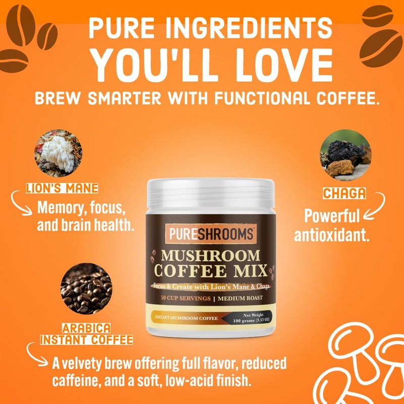 Focus & Create Adaptogenic Instant Mushroom Coffee – 50‑Serve Pack