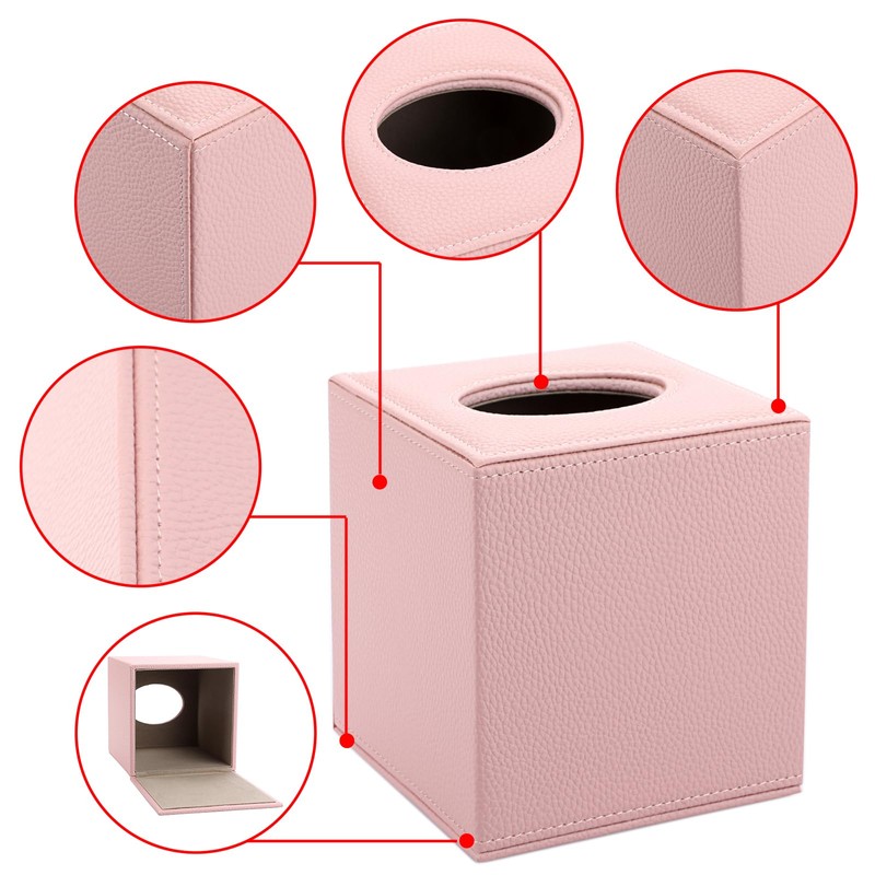 BTSKY PU Leather Cube Tissue Holder Box - Household/Office Square