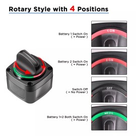 Recoil BS4 1-2-Both-Off 4-Position Battery Switch, 12V-48V DC