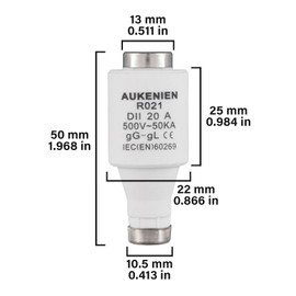 AUKENIEN DII E27 R021 Spiral Ceramic Fuses 20 Amp Spiral Fuse 20A 500V 50KA Fuse Diazed Fuse Inserts for Cable and Line Protection (Pack of 5)