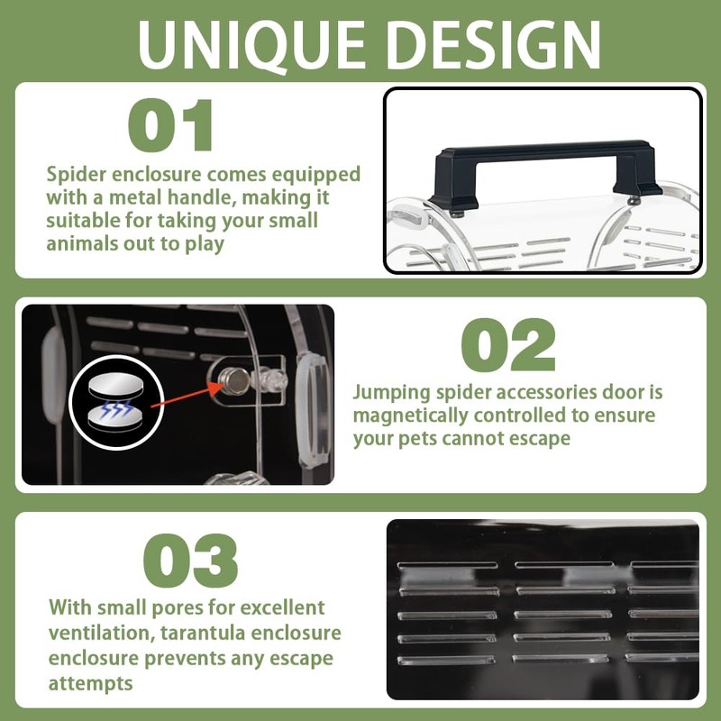 Jumping Spider Enclosure,5.9x4.7x5.5 inch Reptile Tank,Premium Acrylic Tarantula Enclosure -