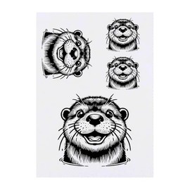 Azeeda 4 x 'Glücklicher Otter' Temporäre Tattoos - Wasserfest, Hautfreundlich & Ungiftig · Transfers in Verschiedenen Größen (TO00080226)