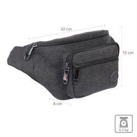 Yakfield Hudson Waist Bag Sport Cross Bag Cotton, black, Waist bag