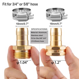 Sanpaint Garden Hose Repair Connector with Clamps, Fit for 3/4" or 5/8" Garden Hose Fitting, 4 Set