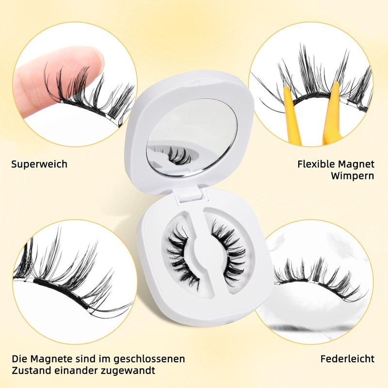 QUEWEL Magnetic Eyelashes, 1 Pair Soft Magnetic Eyelashes, Reusable Magnetic