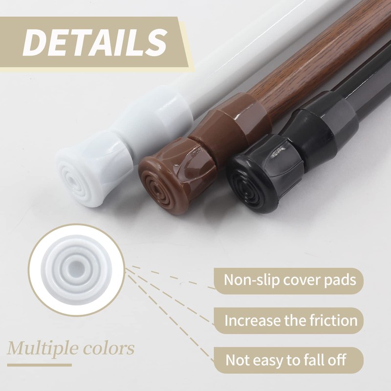 Kyuionty 4 Pcs Spring Tension Curtain Rods, 9.8 To 15.7
