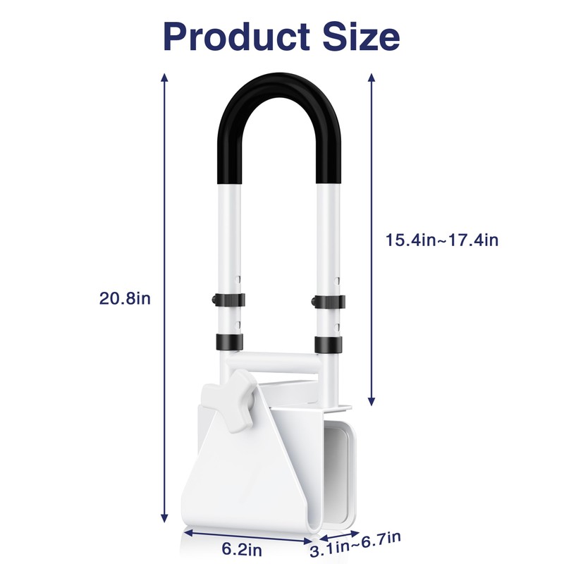 Adjustable Height Bathtub Handle Grab Bar, Bathtub Safety Rail &