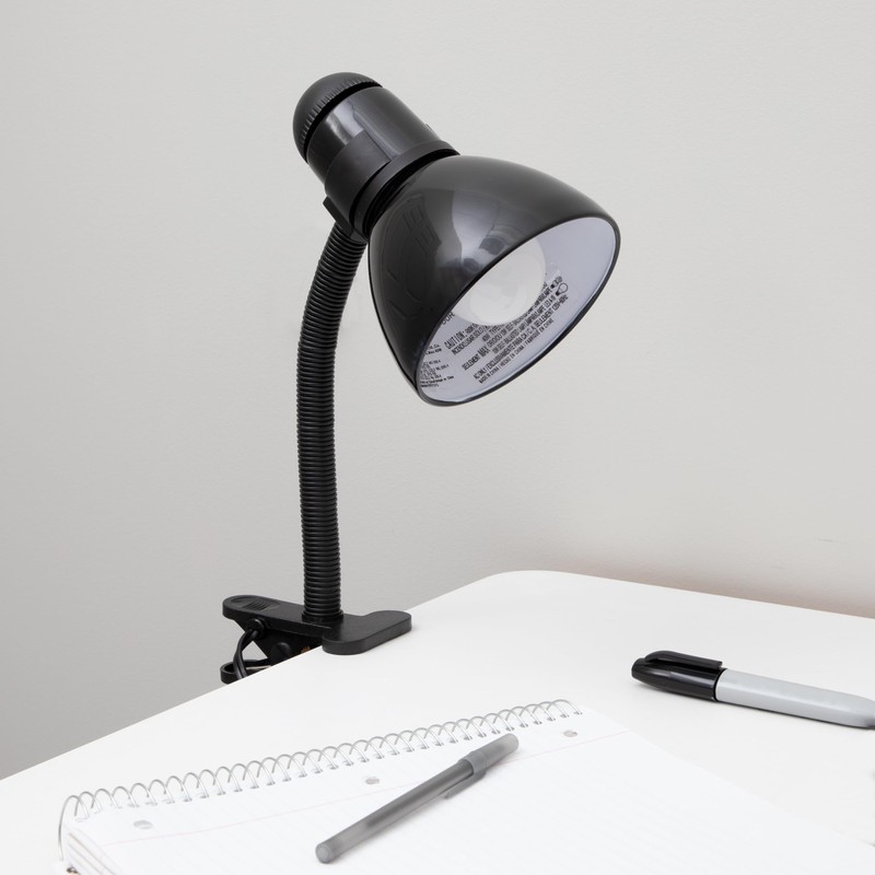 V- Light Black Adjustable Desk Lamp with Heavy Duty Clamp