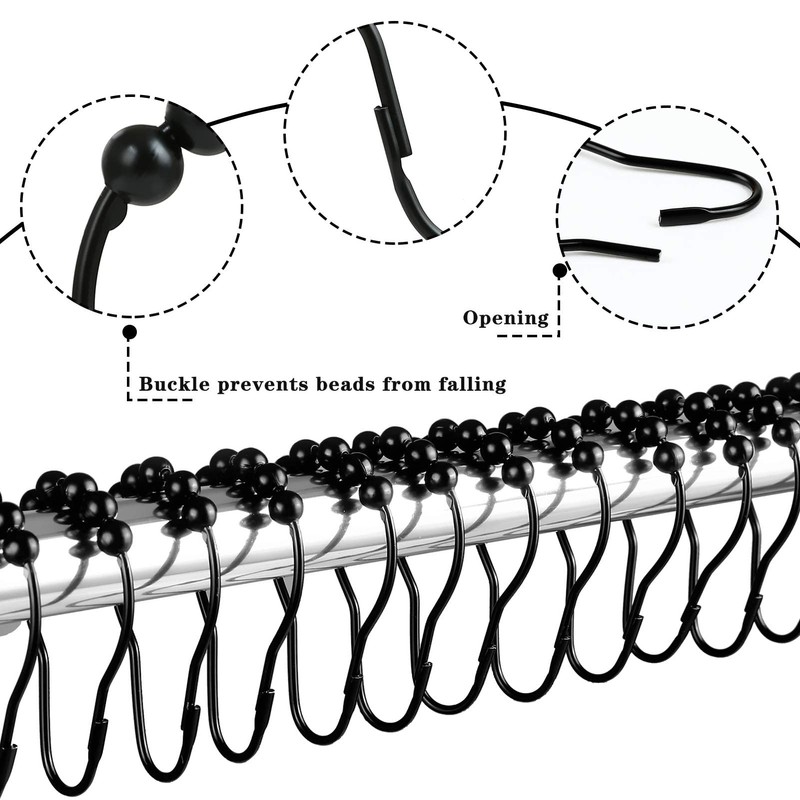 LIHAO 12 x Shower Rings Shower Curtain Hooks Stainless Steel
