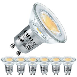 EACLL GU10 LED Warm White 3.5 W Replaces 50 W Halogen Bulb, Pack of 6, 385 Lumen 3000 K Bulb, Beam Angle 360° Energy Saving Bulb, Non-Dimmable Reflector Lamps, AC 230 V Flicker-Free Spotlight
