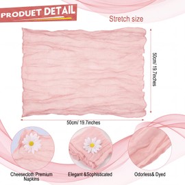 100 Pcs Gauze Cheesecloth Napkins 19.7 x 19.7 Inch, Dusty Pink