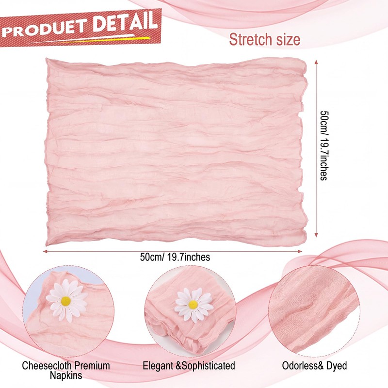 100 Pcs Gauze Cheesecloth Napkins 19.7 x 19.7 Inch, Dusty