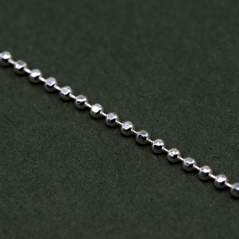 Kualitas Genuine 925 Sterling Silver Diamond Cut 1.2mm Ball Chain