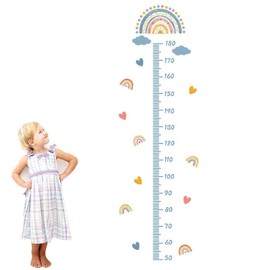 Children's Height Chart Baby Height Chart Size Meter Children and Baby Rainbow Altimeter Children's Measuring Bar Wall Decoration Wall Picture Wall Sticker for Children's Room 180 cm (Blue)