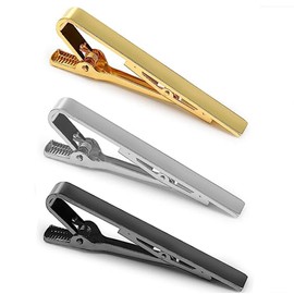 3-Piece Tie Clip Set, Men's Tie Clip, Thin Tie Clip, for Valentine's Day, Christmas, Anniversary, Party, Meeting (Gold, Silver, Black)