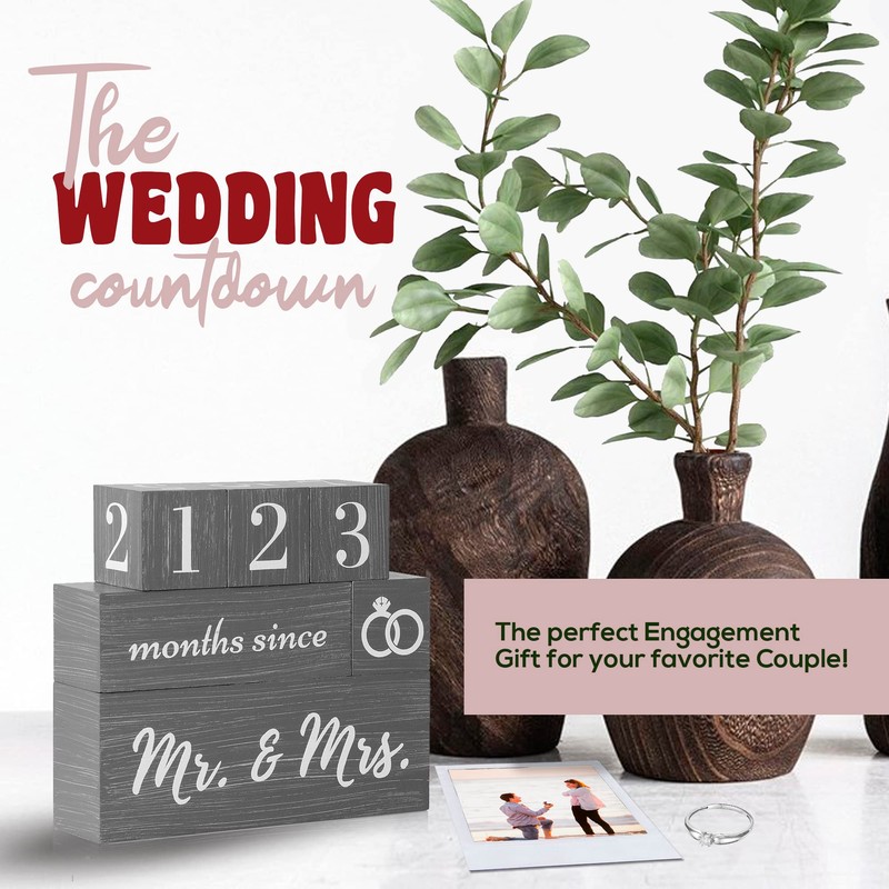 Wedding Countdown Sign - Countdown Calendar Wedding Plaque - Cute