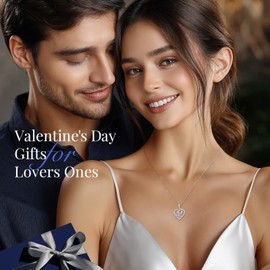 Necklaces for Women Copper Birthstone Heart Pendant Plated White Gold Birthstone Jewellery Gifts for Women Her Wife Anniversary Birthday Mothers Day Christmas Valentines (White Gold-06-Jun)