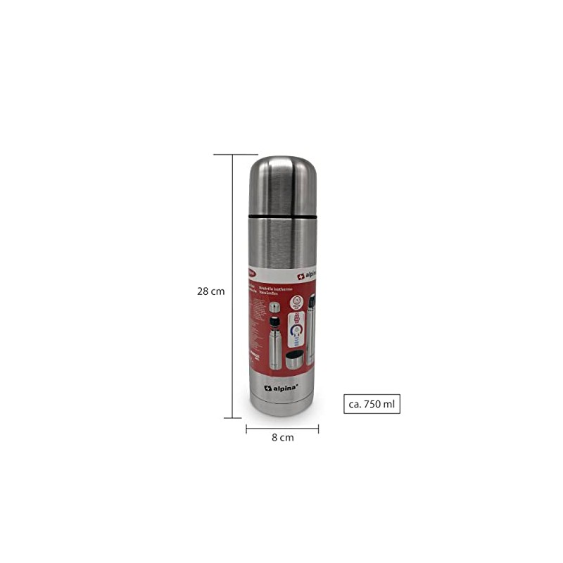Alpina Thermos Flask – Double-Walled – 750 ml – Includes