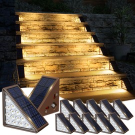 JOFIOS Solar Step Lights for Outside,12pack Solar Stair Lights Outdoor Waterproof IP67,Outdoor Deck Step Lights,Solar Outdoor Lights for Staircase,Patio,Front Step(Warm Brown)