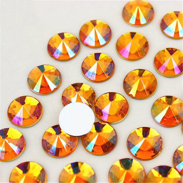 100pcs 10mm Satellite Crystals AB Colour Flatback Rhinestone, Sharp Circle